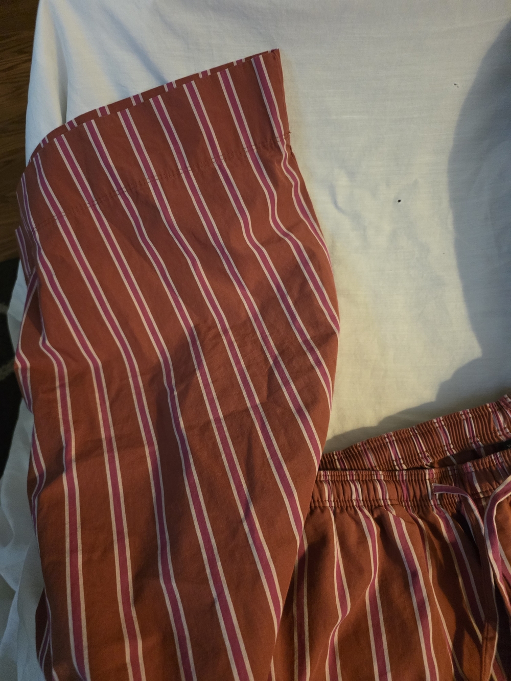 Striped Rust Drawstring Womens Pants - Picture 4 of 4